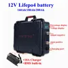 Batteria al litio impermeabile 12v 160ah 180ah 200ah lifepo4 12V BMS per alimentatore sistema solare elettrico per barche da pesca + caricabatterie 10A