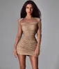 Kobiety Sexy Projektant Koronki Siatki Z Długim Rękawem Nude Bandaż Dress Winter Ladies Celebrity Bodycon Party Vestido 210527