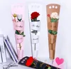 Presentförpackning Portable Single Flower Rose Box Kraft Paper Floral Bouquet Wrapping Blommor Presenter Förpackning Väskor Väskor Sn6235