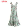 Summer Fashion Women Floral Print Chiffon arrivo Bow Strap Ladies Long Dress Vestidos 3D10 210416