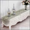 Tafelloperdoeken Vlagbloem Geborduurd Groen Top Elegant Europa Kant Pastorale Print Decoratie Lopers Placemats8089905