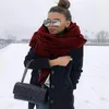 Ontwerp winter dikke sjaal voor vrouwen deken dame sjaals en wrap effen kleur wijn rode kasjmier sjaals Pashmina foulard