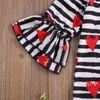 6M-4Y Valentine's Day Toddler Kid Girls Clothes Set Long Sleeve Ruffles Heart Print T shirts Red Skirts Outfits 210515