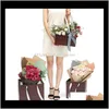 Wrap Event Fournitures de fête Accueil Jardin Drop Livraison 2021 Boîtes en papier de fleurs Sacs d'emballage Fleuriste Boîte d'emballage cadeau avec poignée Hug Buc