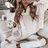 Long Sleeve Turtleneck Crop Sweater Autumn Winter Thick Solid Harajuku Oversized Pullover White Kintted Jumper Tops 210427