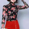 Blusas mujer de moda Floral plus size top 4XL Turtleneck ladies tops blusas slim women long sleeve shirts clothing 7527 50 210417