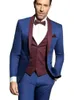 Men's Suits & Blazers Fashion Shawl Lapel Royal Blue Men Blazer Trousers Wedding Dress Dinner Party Wear Business Suit 3Pcs Jacket+Pants+Bur