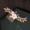 Haarclips Barrettes Bruid Wedding Bloemkam Handgemaakte sieraden Kopjes Parel zijkammen bruids kapsel decoratieve accessoires voor meisje