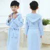 Kids Katoenen Badjas Boy Hooded Lange Robe Kinderen Badjas Voor Meisjes Roupao Blue Long Pyjama Bad Robe Nachtkleding Nachtkleding 211023