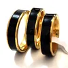 30 pezzi di alta qualità lucida smalto nero 6 mm acciaio inossidabile fedi nuziali con fascia in oro per uomo donna elegante gioielli classici