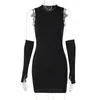 Ribbed Mini Dress Femmes Sexy Party O Neck Swepring Knit Club Club Bodycon Courts Summer Summer Black Robes