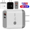 18W PD Type C Charger Adapter QC3.0 3A USB-C Quick EU US Wall Chargers voor iPhone 13 PRO MAX XS MAX SAMSUNG XIAOMI