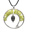 Crystal Tree of Life Owl 7 Chakra Natural Stone Naszyjnik Wisiank Kobiety Dzieci Naszyjniki