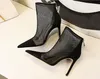 Sexy Mesh Ankle Boots Women Pointed Toe Stiletto Heels Fashion Zip Ladies Party Shoes Spring Autumn