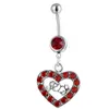 Yyjff D0890 HEART BELLY NAVEL BUNTY RING RED LONG