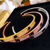 luxury Design Style Full Diamond Letter Bangle Braclets C-shaped Cuff Bracelet Birthday Present for Her Women Teen Girls