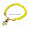 Charm Armbänder Schmuck Mode 6mm Glasperlenkette Weibliche Kristall Hand von Fatima Für Frauen Buddhas-Hand Armreif DIY Drop Lieferung 2021 Raam