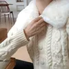 Nomikuma Koreansk Twisted Short Sweater Höst Vinter päls nedbrytning Krage Stickad jacka Kausal Långärmad Knitwear Coat 6d656 210427