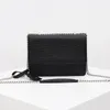 Klassisk äkta läderkrokodilkorn Clamshell Packages Fashion Chain Messenger Bag Single Shoulder Crossbody Väskor handväskor Purse