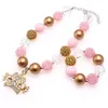 Fashion Baby Kids Chunky Bubblegum Necklaces With Rhinestone Crown Pendant Cute Girls Necklace Bracelet Jewelry Gift