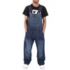 Estilo homens Baggy Jeans Suspender Calças Moda Multi-bolsos Soltos Denim Calças Jumpsuit Bib Bolso Macacão S-5XL 220311
