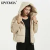 Kpytomoa Kobiety Moda Gruba Ciepła Faux Skóra Wyściełana Kurtka Płaszcz Vintage Z Długim Rękawem Oversized Parka Kobiece Odzież wierzchnia Chic Topy 210910