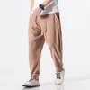 Men Casual Harem Pants Loose Cotton Linen Trousers Japanese Style Sweatpants Fashion Baggy Pants Joggers