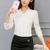 Primavera otoño The Korean Casual Blusa de gasa Camisa Rosa Blanco Oficina Mujeres Tops 210607