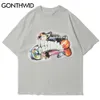 Gonthwid Tshirtsストリートウェアの宇宙ギャラクシー惑星プリント半袖ティーシャツの男性原宿ヒップホップカジュアルトップス210706