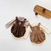 Tutina corta da bambina coreana ricamata in generale con maglietta per abbigliamento primaverile per bambini 210529