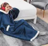 Super Long Flannel Blanket with Sleeves sleepwear hooded Winter Hoodies Sweatshirt Women Men Pullover Fleece Giant TV Blankets Oversized robes