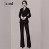 Fashion Business Pant 2 Two Pieces Office Formal Double Breasted Jacket and OL Long Pant Black Blazer Set Women Suits 210518