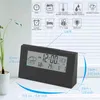 LCD-skrivbord Snooze Väckarklocka Vit med kalender och digital termometer Hygrometer Modernt hembordsklocka Batteri