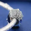 100% 925 Sterling Silver Radiant Blue with Snowflake Charm Bead Fits European Pandora Style Jewelry Charm Bracelets