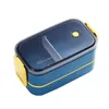 Stainless Steel cute lunch box for kids food container storage boxs Wheat Straw Material Leak-Proof japanese style bento box 211108