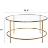 US stock Round Coffee Table Gold Modren Accent Table Tempered Glass Side Table for Home Living Room Mirrored Top/Gold Frame a052283