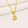 Vogue girl inside outside Heart Pendant 14k Solid Yellow Gold GF Italian Figaro Link Chain Collana 24" 3 mm