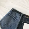Streetwear patchwork colot denim shorts för kvinnor mode kvinna hög midja casual jeans kort byxor bottnar 210525