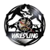 Wrestling Record Wall Clock Wrestle Sign Sports Gym Decor Clocks Watch Gymnasium Modern Design Silent Quartz Movement X07263916440