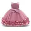 2021 zomer baby baby jurk meisje kleding kinderen jurken voor meisjes kinderen solide bloemblaadje verjaardagsfeestje prinses jurk kralen G1129
