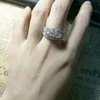 Wedding Rings Hainon Luxury White Zircon Stone Fashion Silver Color Engagement Ring Vintage For Women Bridal Sets