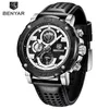 Montres-bracelets Montres pour hommes BENYAR Top Hommes Quartz Chronographe Sport Montre en cuir étanche Relogio Masculino