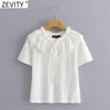 Women Sweet Cascading Ruffles Decoration Casual White T-shirt Female Chic Short Sleeve Knitting Summer Tops T695 210420