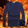 Vinter toppar män T-shirt Thermal Underwear Thermo Warm Long Johns V Neck Tjock Fleece Kläder för 211228