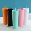 16oz Slim Tumbler Mat Acryl Magere Tuimelaars Pastelkleurige Dubbelwandige Plastic Herbruikbare Cup DIY Geschenken