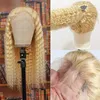 Perruque Lacefront synthétique bouclée blonde 613, perruque de simulation de cheveux humains, petite taille 16 ~ 26 pouces RXG9512