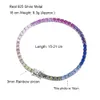 Pura prata 14-21 cm Pulseira de tênis Pave 3 mm Bling arco-íris zircão linda real 925 jóias para mulheres