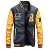 Мужские куртки Премиум качество Бомбер Роскошный колледж Мотоцикл Вышивка Бейсбольная куртка Пальто из искусственной кожи Пилот 4XL можно настроить логотип 5xl
