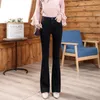 Stil Frauen Schöne schlanke weiße ausgestellte Hosen Stretch dünnes Futter schwarze Flare Denim Jeans S bis 3XL Sale Drop 210708