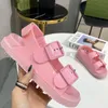 Women designer sandals Rubber Sandal Mini Double G Jelly Slippers Womens Scuffs Slipper Luxury Flat Mule Adjustable Buckle Beach Flip Flops With 35-42